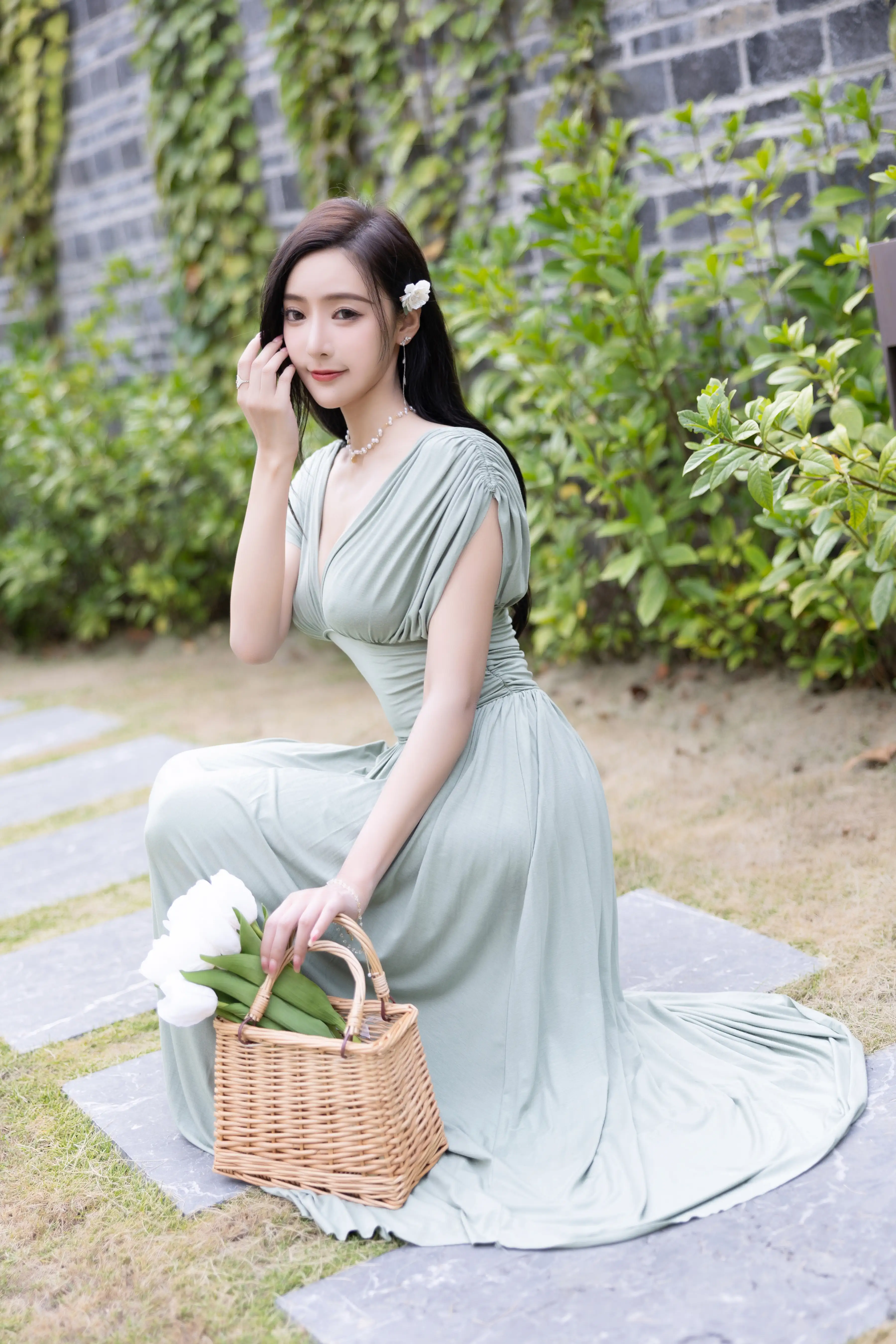 王馨瑶_NO.035_内购无水印_VOL.896_豆绿色连衣裙白色泳衣_ - M940.COM 内部私购-第6张
